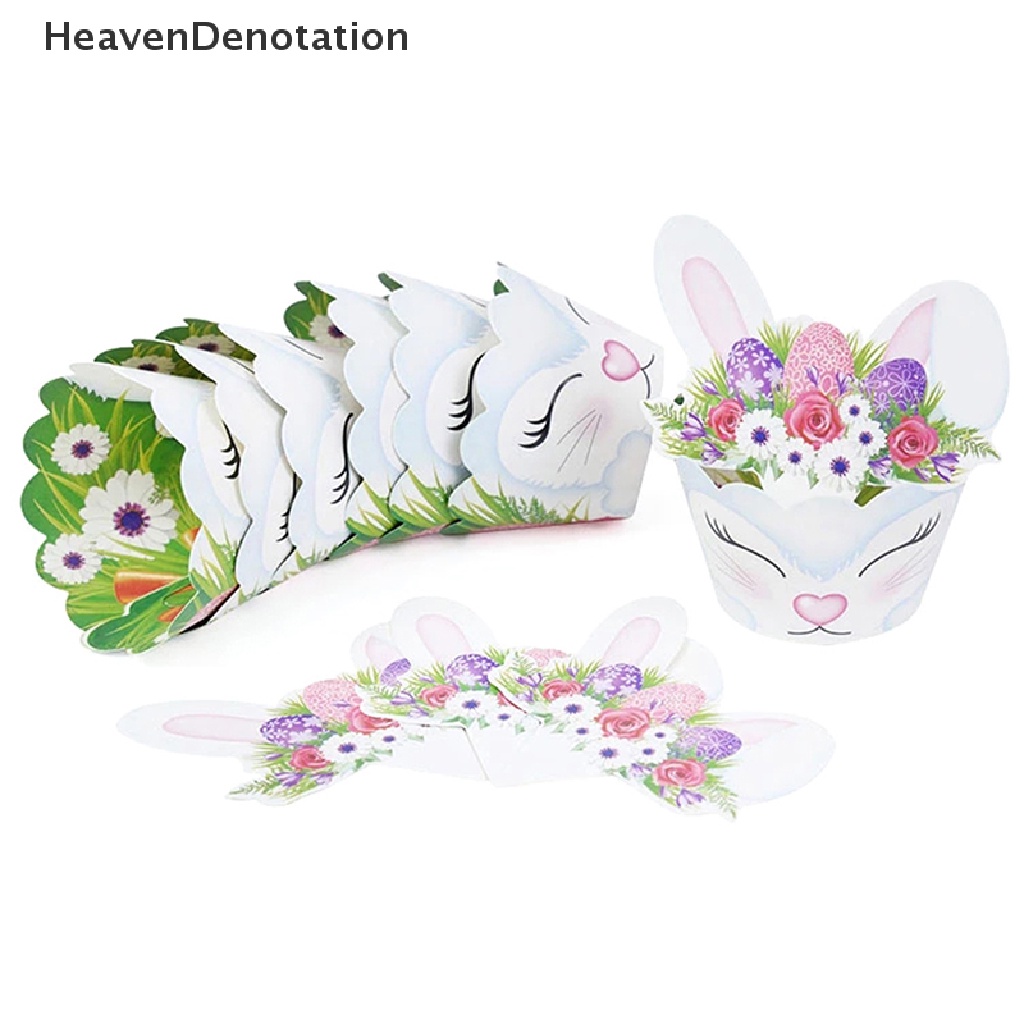 [HeavenDenotation] 24pcs/set Lovely Rabbit Cake Insert Card Wrapper Pesta Paskah Bunny Cake Topper HDV