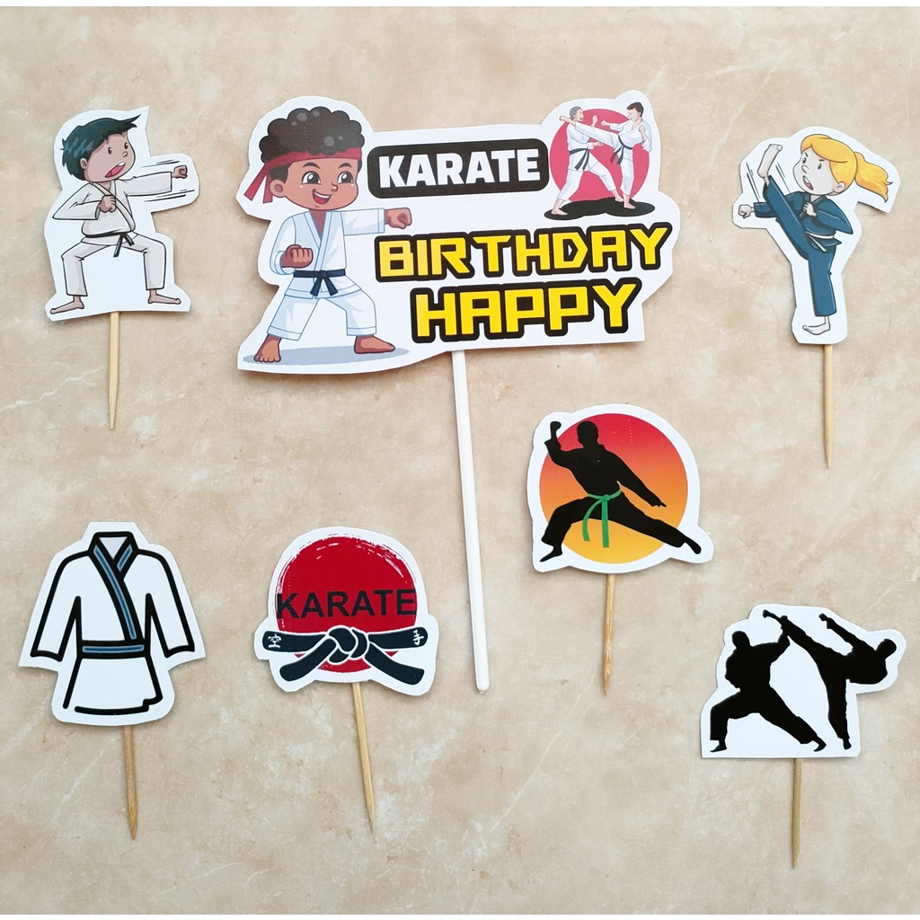 hiasan kue ulang tahun cake topper satu set karakter KARATE