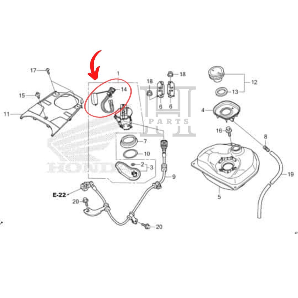 PELAMPUNG TANGKI BENSIN FUEL UNIT BEAT SCOOPY  SPORTY ESP K81 K93 37800-K81-N01 ASLI ORIGINAL AHM HGP HONDA