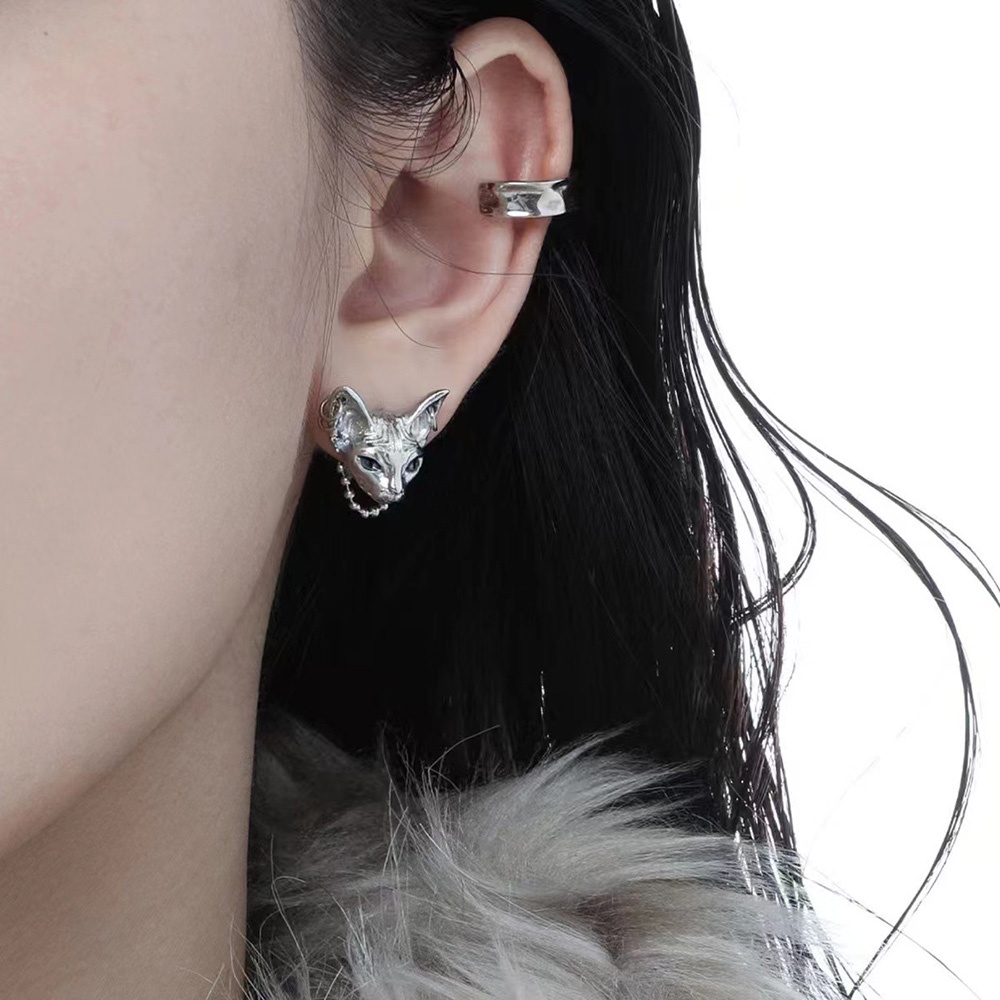 [COD Tangding] Y2K Anting Kucing Gadis Keren Kepribadian Studs Earring Perhiasan Aksesoris