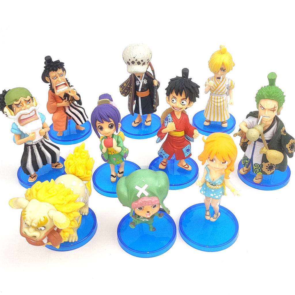 10pcs One Piece anime action figure Wano Country Luffy Zoro Sanji Nami model