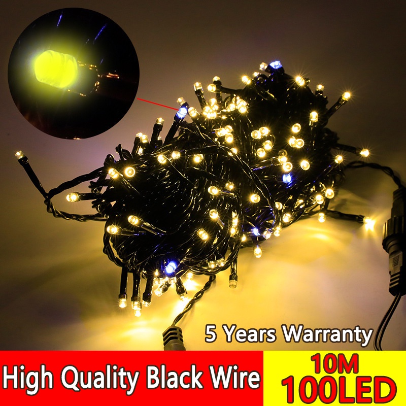 Lampu LED Lampu Tumblr Kabel hitam 10 Meter 100 LED / Lampu Hias / Lampu Hias Natal / Lampu Tumblr/ LAMPU NATAL LED / TUMBLR LIGHT / TUMBLR LED 7WARNA LANCIP / ROKET / KABEL HITAM