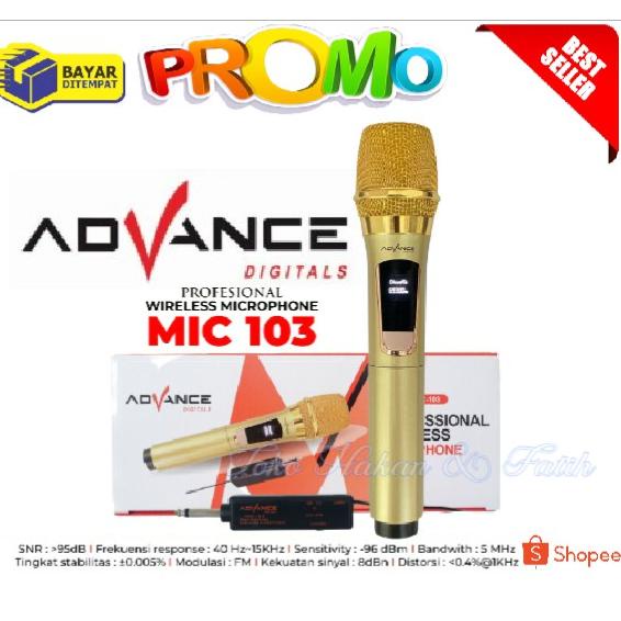 ✫ mic wireless single advance 103 / Mic Profesional Wireless Microphone ADVANCE 103 ➨