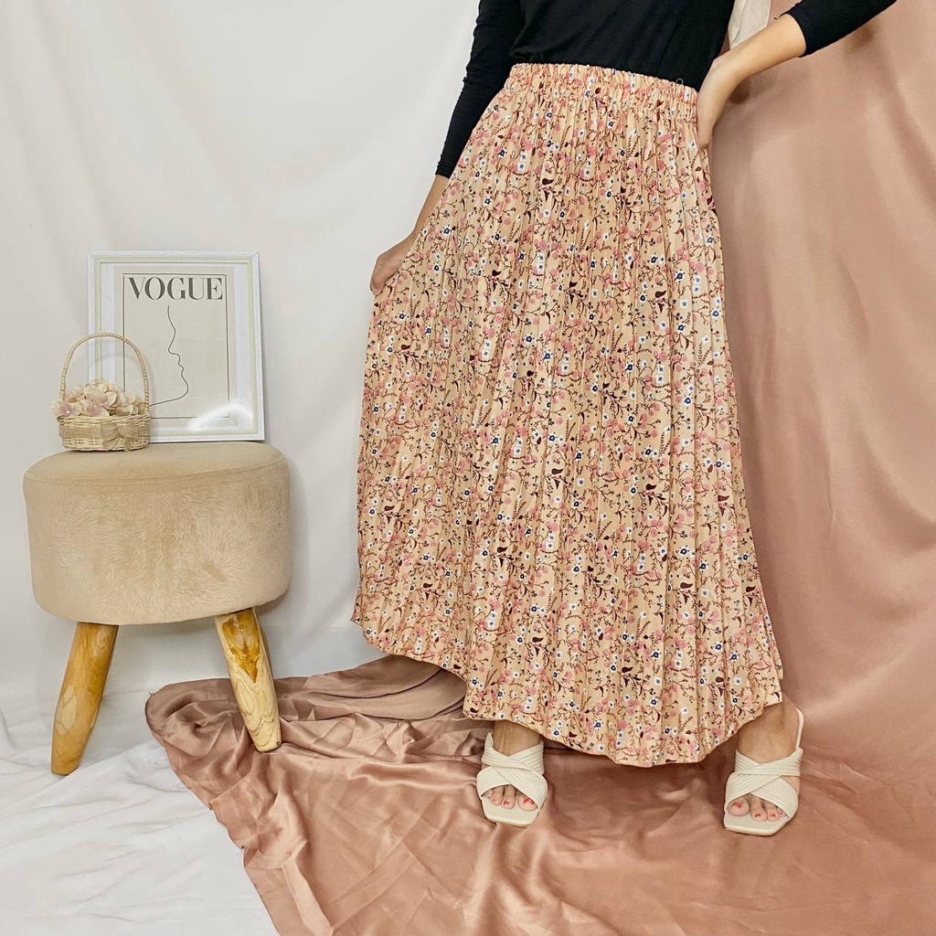 ROK PLISKET PREMIUM MOTIF BUNGA/ROK KLOK DEWASA HYGET