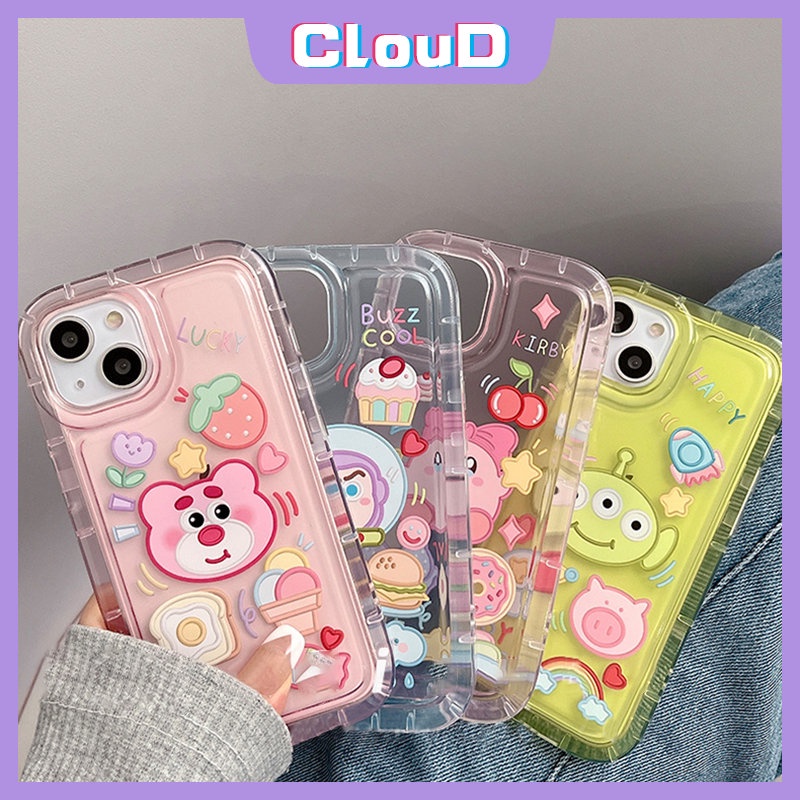 IPHONE Casing Beruang Strawberry Lucu Kompatibel Untuk Iphone11 14 13 12 Pro MAX XR 7plus 7 8 6 6S Plus X XS MAX Kartun Kirby Manyo Cherry Stars Shockproof Airbag Lembut Tpu Cover