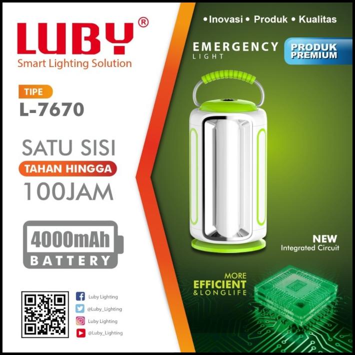 Lampu Emergency Luby L-7670 Cahaya Putih Kapasitas Baterai 4.000 Mah