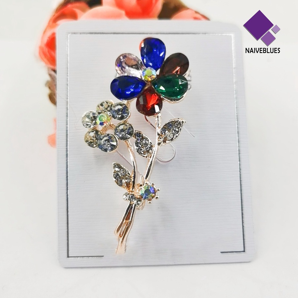 &lt; Naiveblues &gt; Bros Pin Bentuk Bunga Gaya Korea Elegan Floral Brooch Lapel Pakaian Dekor