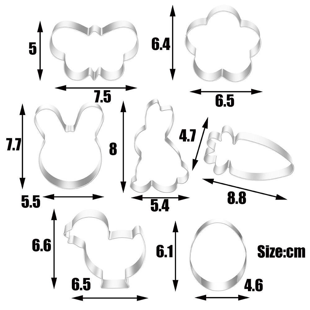 Solighter 7pcs/set 3D Paskah Kelinci Telur Makanan Fondant Pastry Dekorasi Sandwich Stainless Steel