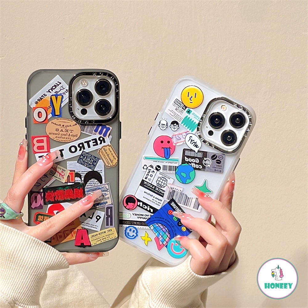 IPHONE Mewah Matte Plating Graffiti Ticket Phone Case Kompatibel Untuk Iphone11 12 13 14 Pro Max Kamera Perlindungan Shockproof Bumper Soft Cover