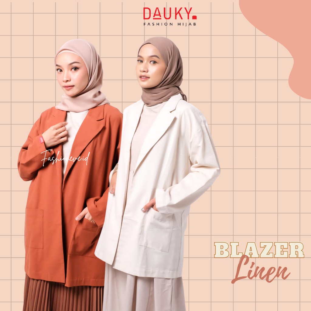 Outer dauky terbaru Blazer Linen polos vest wanita jas kekinian