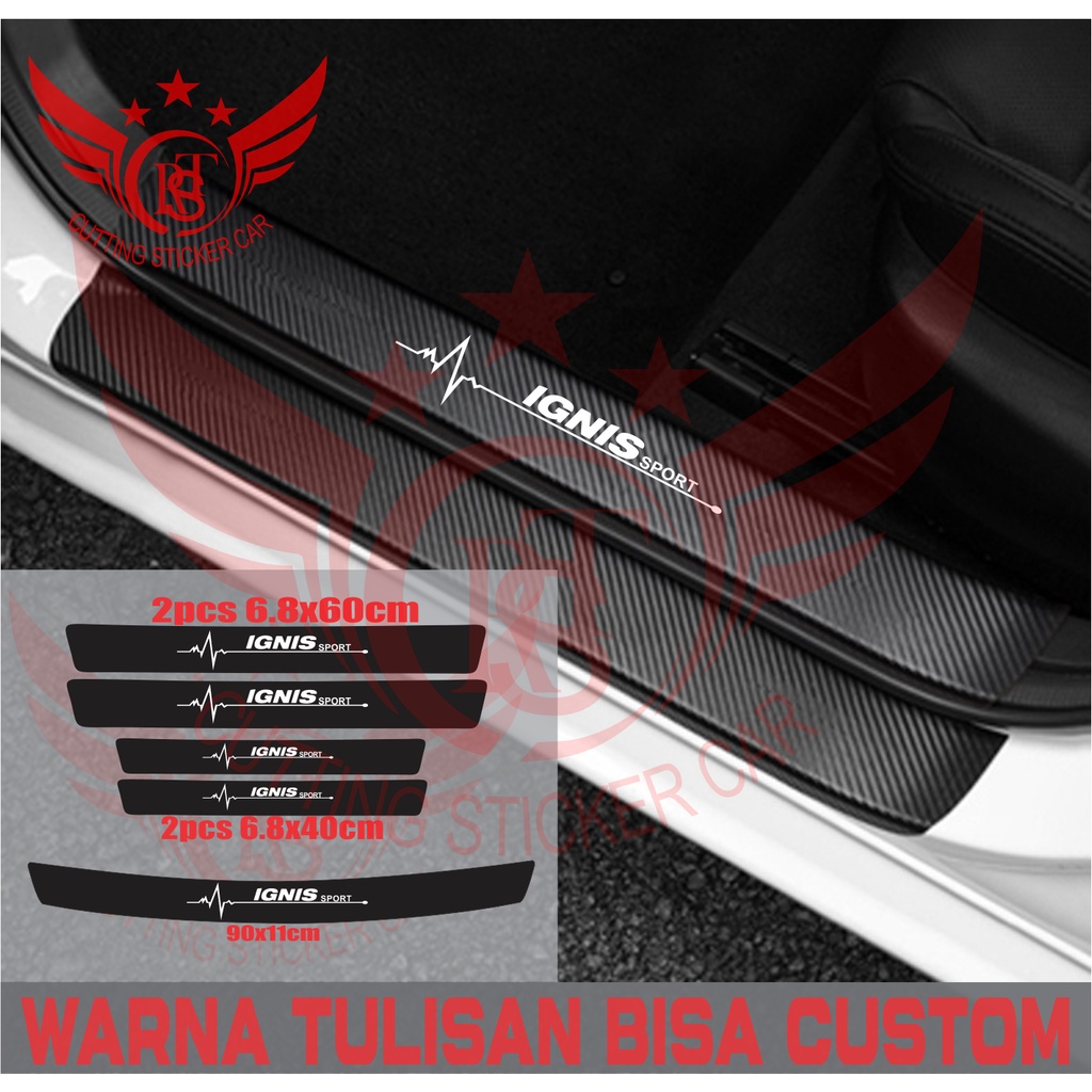 5 pcs  cutting sticker sillplate bahan karbon 3d mobil ignis stiker bumper bagasi karbon 3d mobil  s