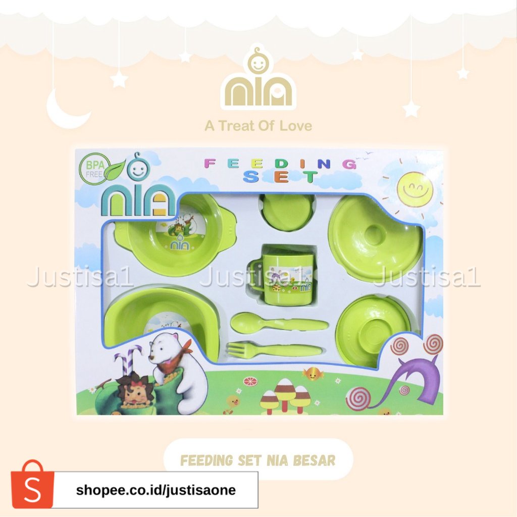 FEEDING SET NIA BESAR/TEMPAT MAKAN BAYI NIA SIZE L 8IN1/KADO BAYI