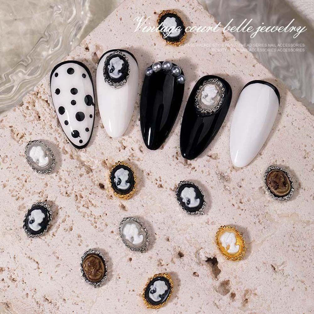 AUGUSTINA Agustina Dekorasi Kuku Wanita Retro Manicure Aksesoris Gaya Klasik Eropa Baroque Court Nail Ornament 3D Nail Art Drills