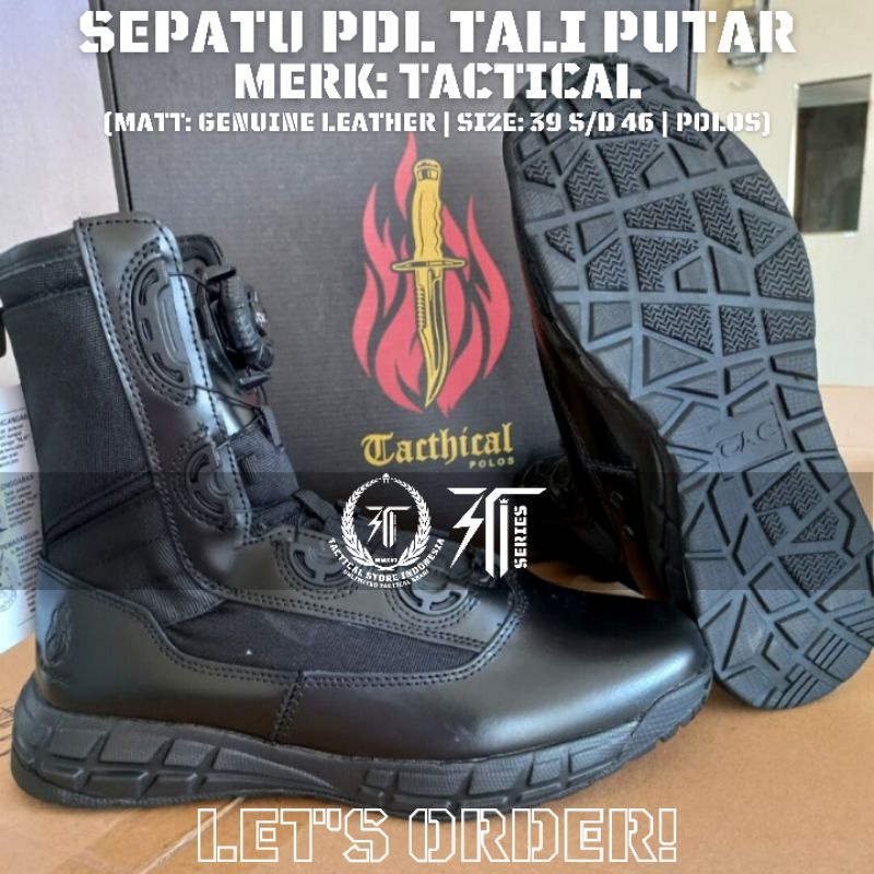 Sepatu PDL Tali Putar Merk Tactical / Tacthical - Polos / Xtract
