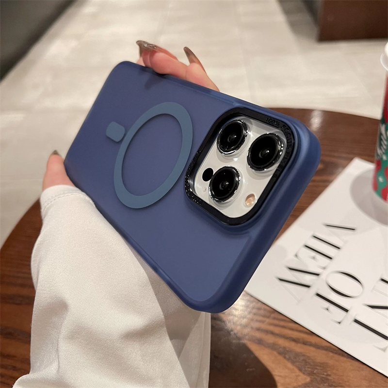 Casing matte Mewah Untuk 14 Pro Max 14Plus iPhone 13 11 12 Untuk case Bingkai Kamera metal Magnetik shockproof back cover