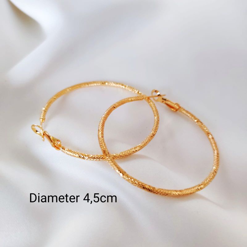 Anting Bulat Xuping Anting Hoop Emas Wanita