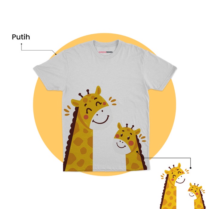 Kaos Anak Motif Safari - Giraffe Family - Putih, 1