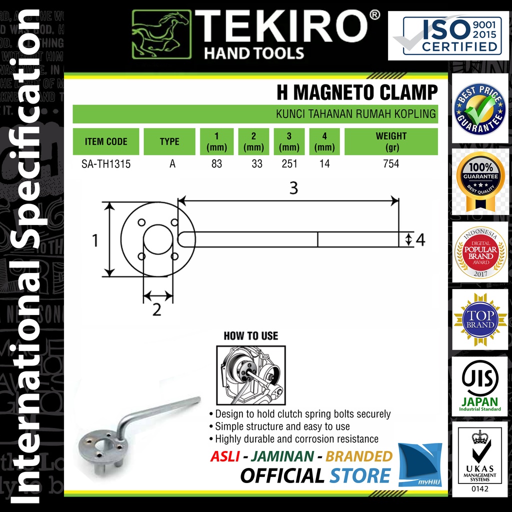 Alat Bantu Pemasangan Baut Per Kampas Kopling / Magneto Clamp TEKIRO ( Kunci Bengkel Resmi )