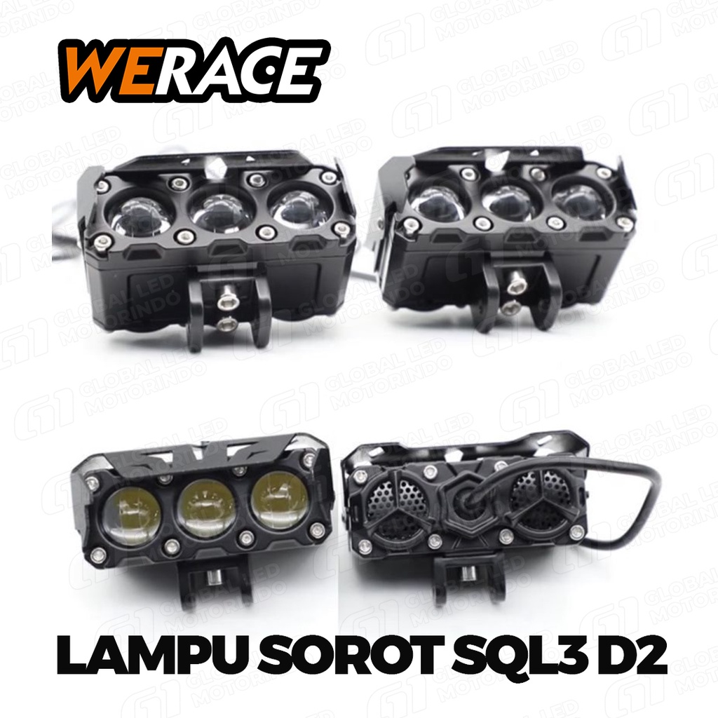 [WERACE] LAMPU TEMBAK LED FOGLAMP SQL 3 MATA 60WATT HIGH LOW LASER GUN PUTIH KUNING HARGA SATUAN