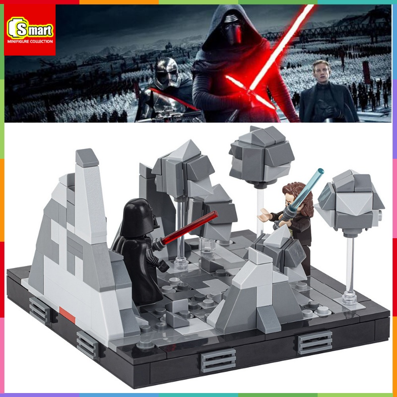 Moc Creative Series Obi-Wan VS Darth Vader Tatooine (Ada Minifigures) Rakitan Blok Bangunan Mainan Edukasi