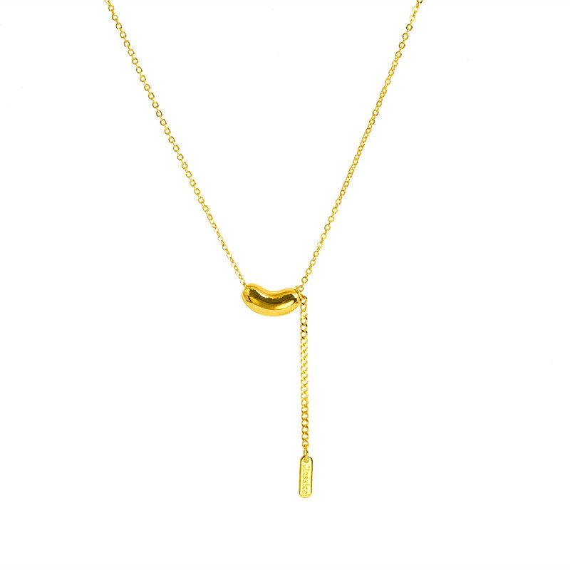 Goldkingdom Fashion Perhiasan Emas Asli Kadar 375Bangkok Aksesoris Ready Stock Kacang Merah Kalung Akasia Rumbai Beruntung Persegi Merek Liontin Berlapis Emas Klavikula Rantai