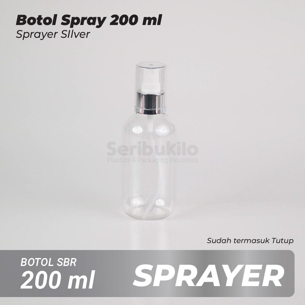 Botol Spray 200 ml /Botol PET Spray 200 ml SBR/Botol 200 ml Spray Gold/Silver Full Cover