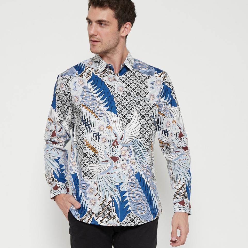 Siap Kirim M231 Kemeja Pria Batik Panjang Biru 1423B