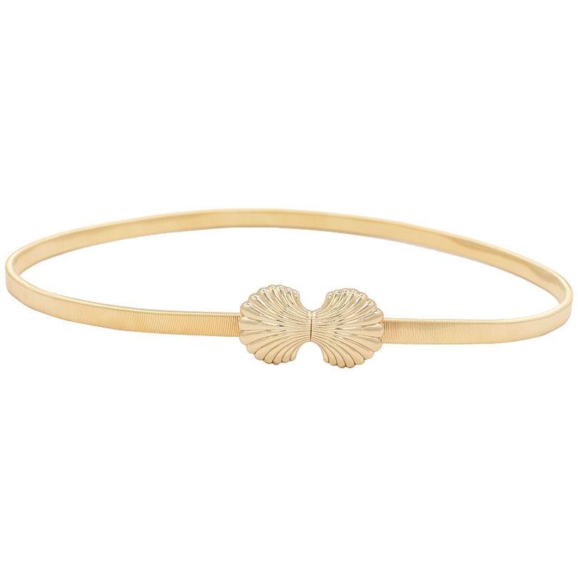 JB Belt Wanita Ikat Pinggang Korea Besi Karet Elastis Pesta "Shell Gold"