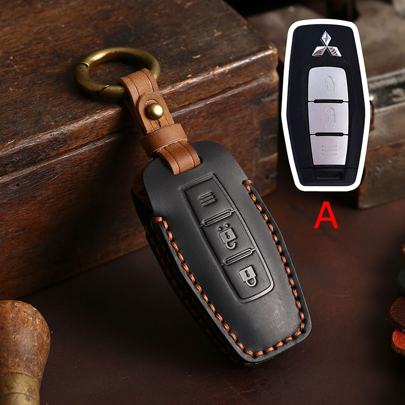 [Tersedia] Kulit Case Kunci Mobil Fob Cover Shell Gantungan Kunci Untuk Mitsubishi Outlander 2023kancing2per3mobil Smart Remote Key Holder Aksesoris