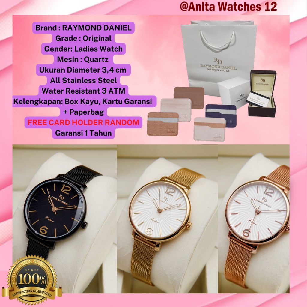 Raymond Daniel RD 269 All Stainless Steel Jam Tangan Wanita Rantai Original