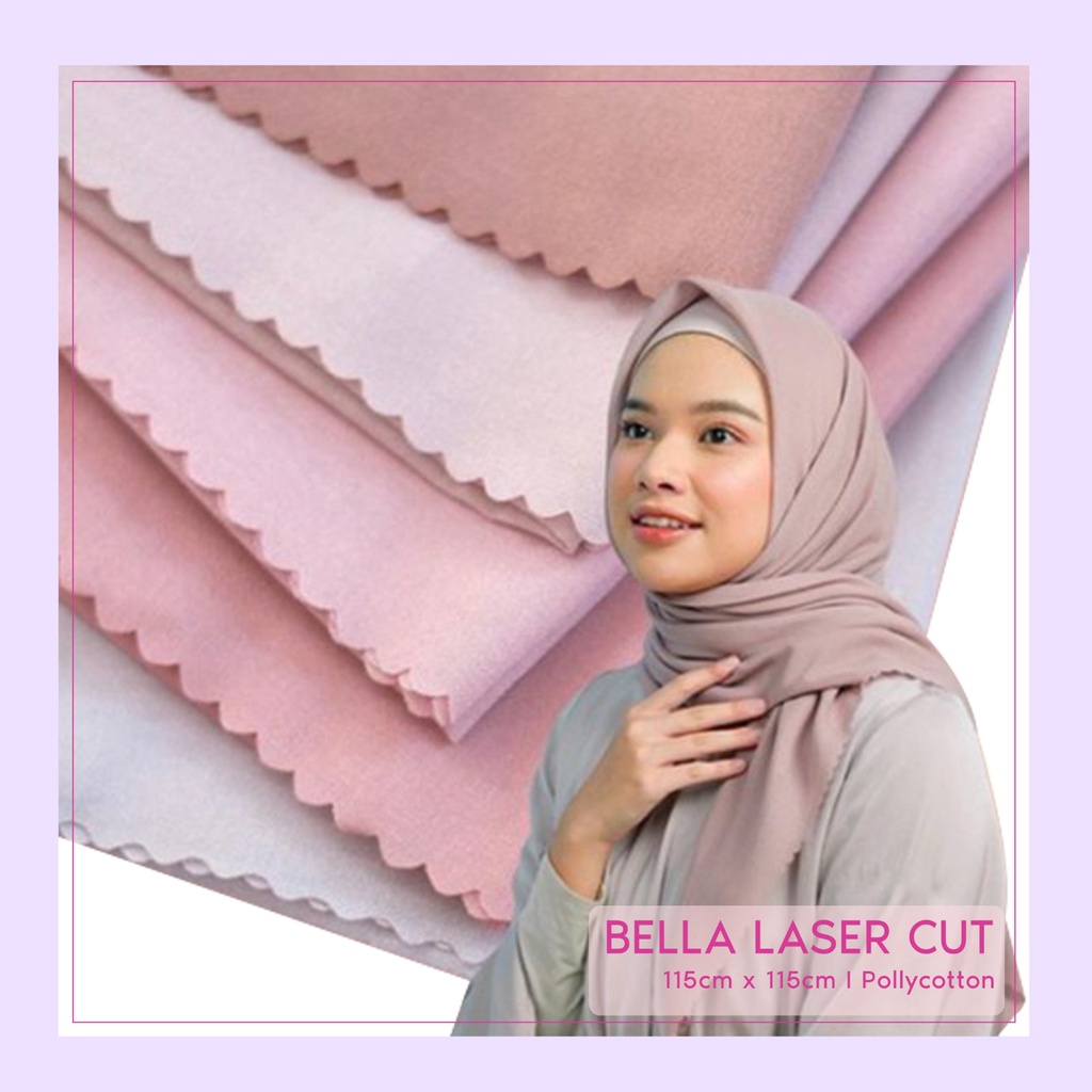 Hijab Bella Square / Segi Empat Lasercut -  Warna Lengkap