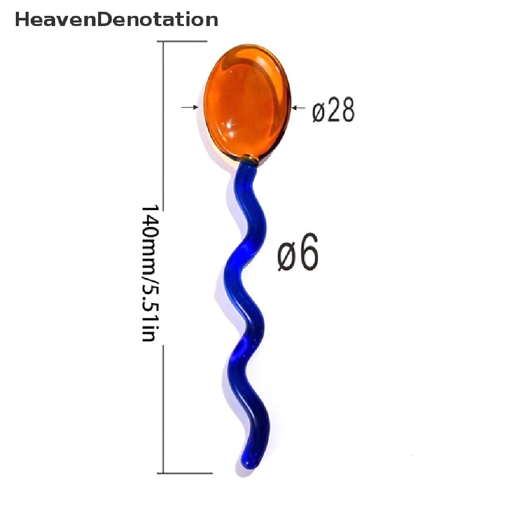 [HeavenDenotation] 1pc Kreatif Kaca Sendok Susu Berwarna Transparan Kopi Dessert Sendok Pengaduk HDV