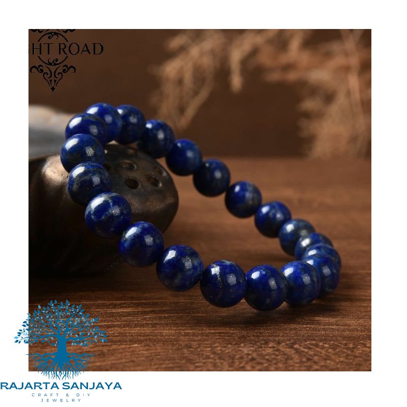 Gelang Batu Alam Lapis Lazuli Afghanistan Tali Elastis Pesona Untuk Pria Wanita