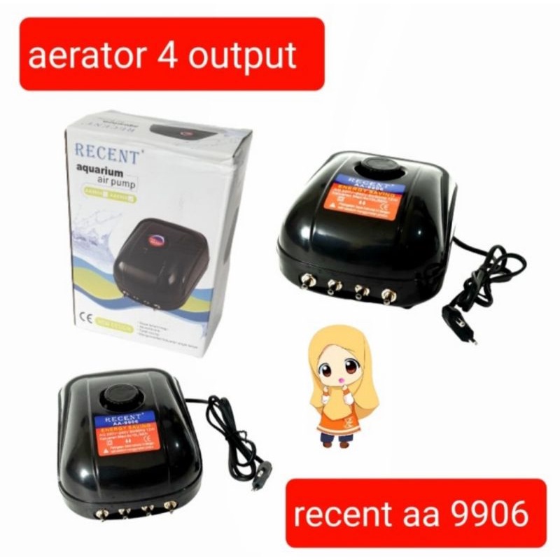 AIR PUMP RECENT AA 9906 AERATOR 4 OUTPUT 4 lubang