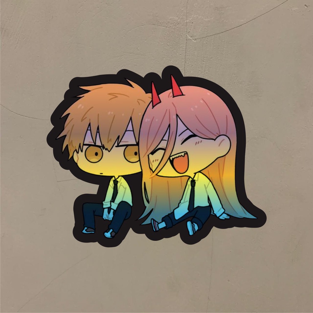 

Stiker Anime Hologram Denki X Power Chainsawman Stiker Case Hp dan Laptop 7 Cm