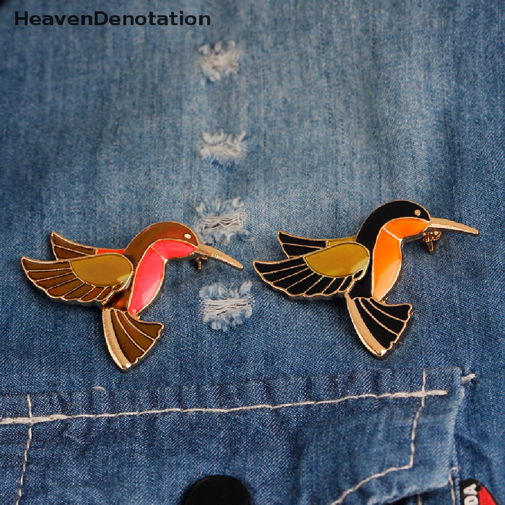 [HeavenDenotation] Bros Perhiasan Vintage Untuk Wanita Enamel Warna-Warni Pin Logam Burung Lucu Bros HDV