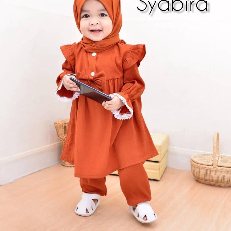 New Syabira Set Baju Anak Perempuan 2-3 Tahun Setelan Katun Rayon Premium One Set Polos Ootd Anak Pe