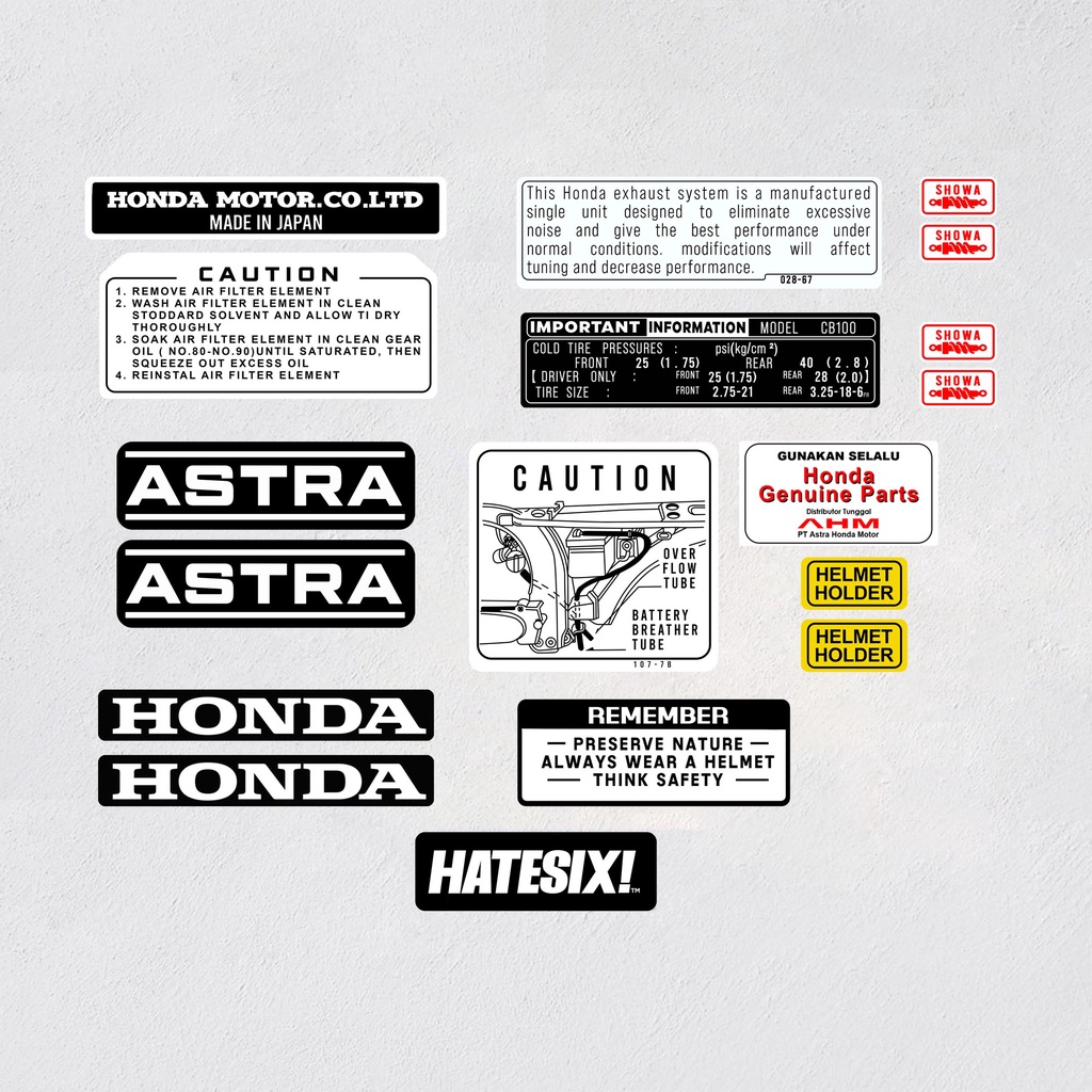 Sticker Stiker Detail Honda CB100 K0 K1 K2 Hatesix