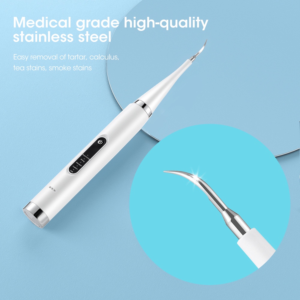 2 IN 1 Dental Scaler Tool Electric Ultrasonic Toothbrush Portable Alat pembersih Plak gigi Tartar Remover Tool Tooth Cleaner IPX7 Waterproof