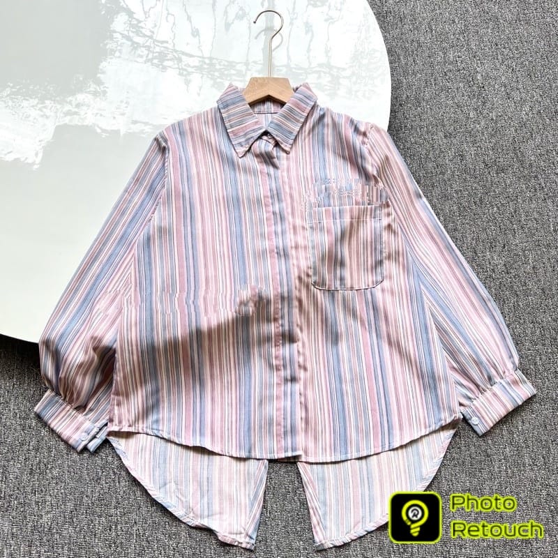 BEFAST - ZEC OOTD WANITA KEMEJA MOSI / Lica Stripe / HEM Wanita Model Terbaru / Pakaian Casual Wanita Kerja / Kemeja Stripe Kekinian / Outfit Daily Wanita Trendy / Fashion Remaja ABG Terlaris / Kemeja Lengan Panjang Motif Garis-Garis