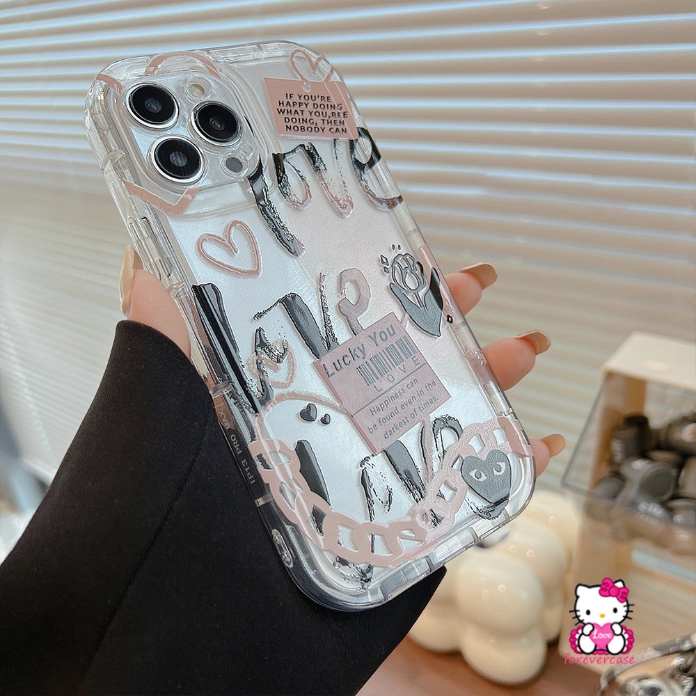 Untuk Samsung A14 A12 A50 A50s A13 A04s A32 A20s A21s A51 A31 A52 A30s A03s A23 A04E A30 A04 A52s A11 A20 A02s A03 F23 M23 M13 Airbag Shockproof Graffiti Love Heart Flower Soft Case