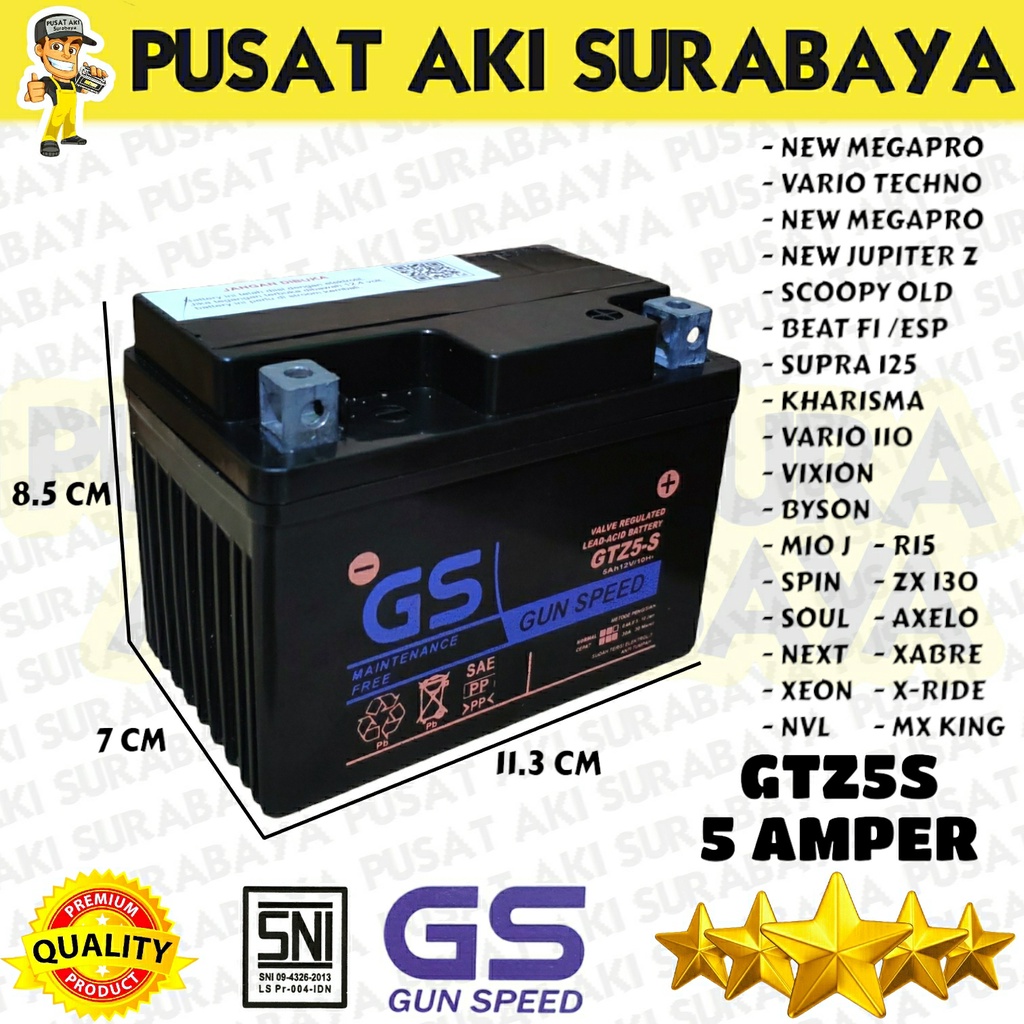 TERLARIS AKI KERING GTZ5S GSE GS E  VOIM MF 12V ACCU MOTOR HONDA ACCU KERING MF ACCUE MOTOR BEAT FI BEAT KARBU BEAT ESP