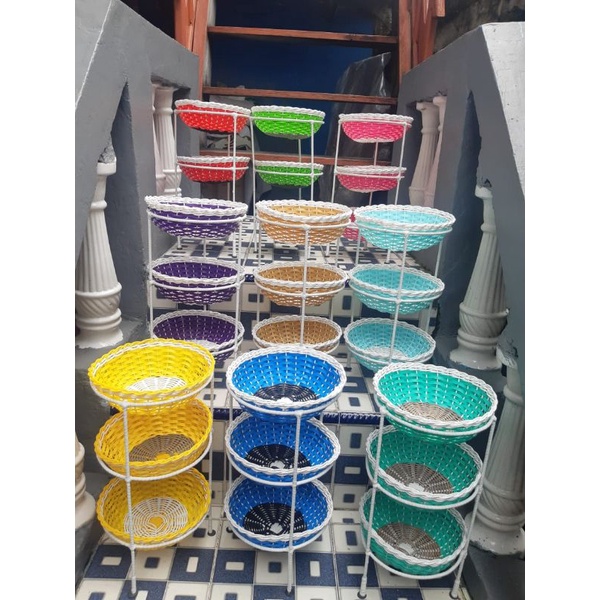 Tempat bawang rotan 3 susun