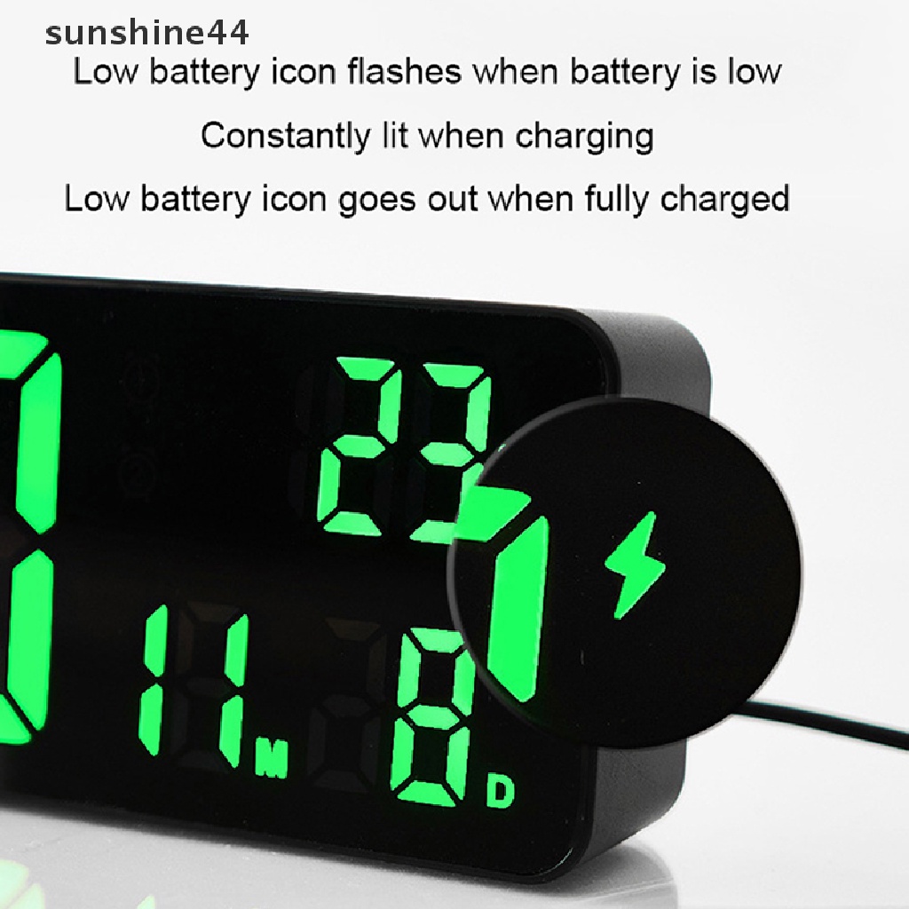 Sunshine Jam Alarm Digital LED Kontrol Suara Suhu Kelembaban Display Jam Desktop Dekorasi Meja Rumah Built-in ID