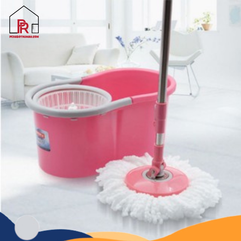 Set Alat Pel Spin Mop Premium / Pel Lantai Praktis Tanpa Peres + Ember Pengering Stainlees