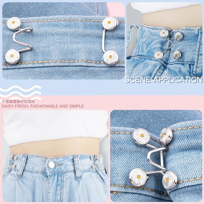 Kancing Jeans Adjustable Bongkar Pasang Daisy Model Bebas Paku Pinggang Shorten Belt Metal Buckle Pant Waistband