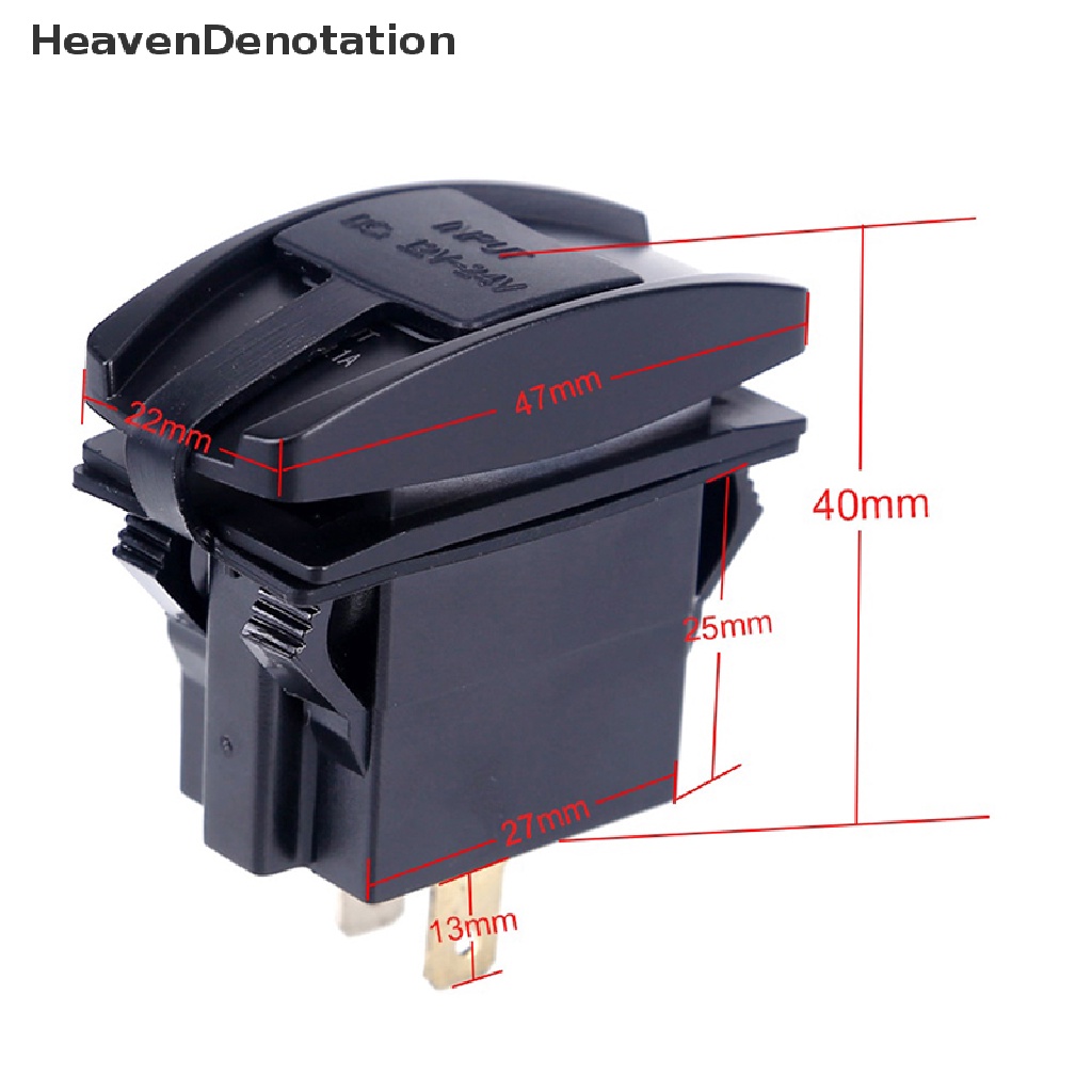 [HeavenDenotation] 3.1a Dual USB Charger Socket Rocker Switch 2port Mini Auto Charger Adapter Untuk Mobil Perahu Truk RV Kendaraan Laut Stopkontak Tahan Air HDV