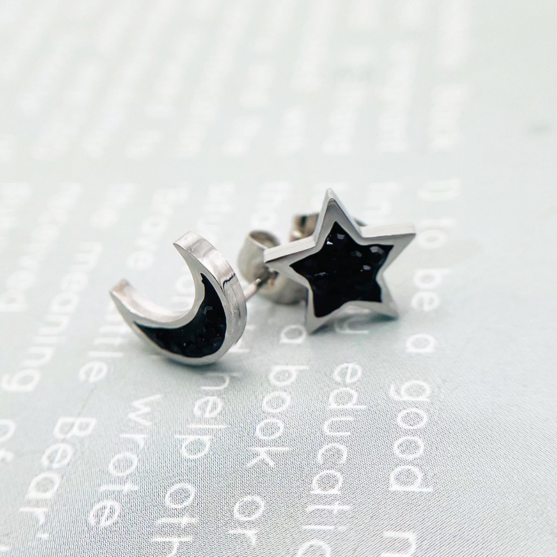 Anting Bulan Bintang Titanium Stainless Steel 316L anti karat harga grosir bisa bayar di tempat