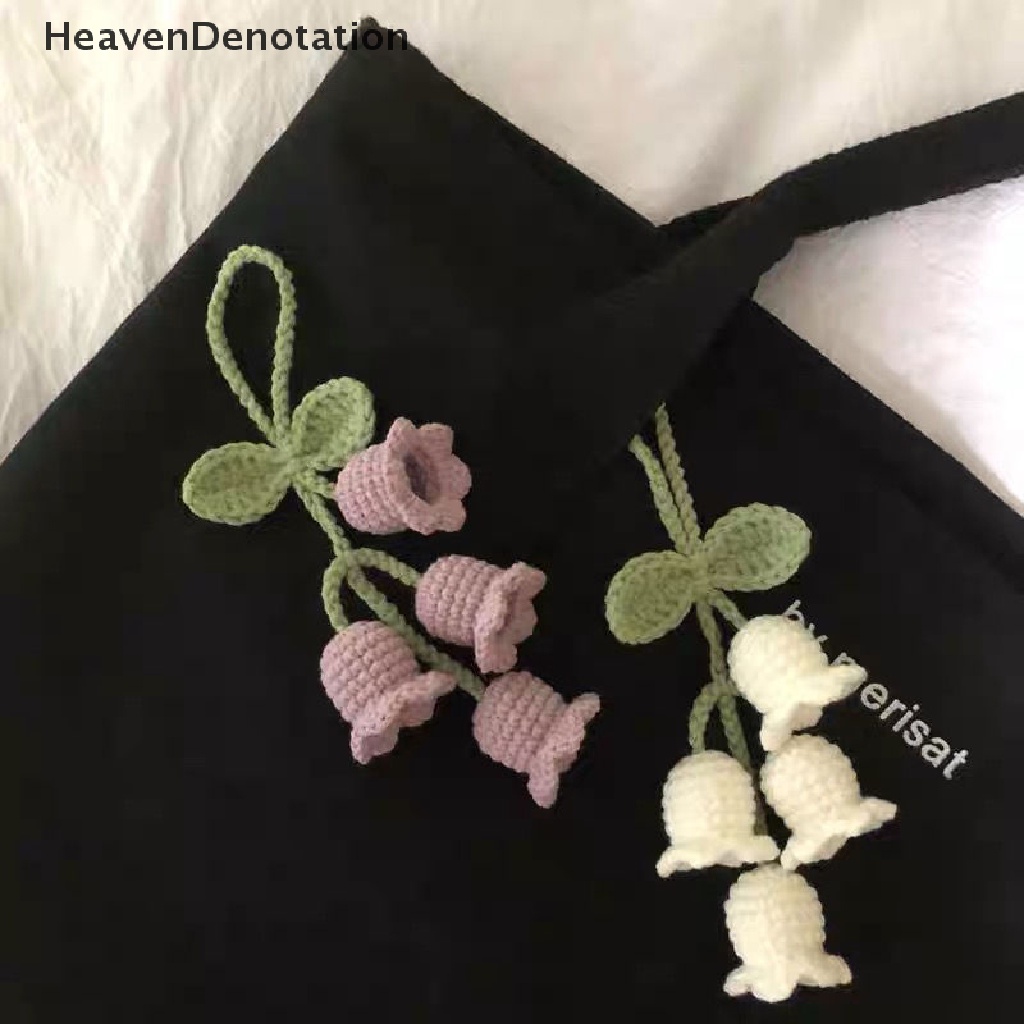 [HeavenDenotation] Handmade Bunga Rajutan Gantungan Kunci Keyring Wanita Kaitan Bunga Daun Tas Liontin HDV