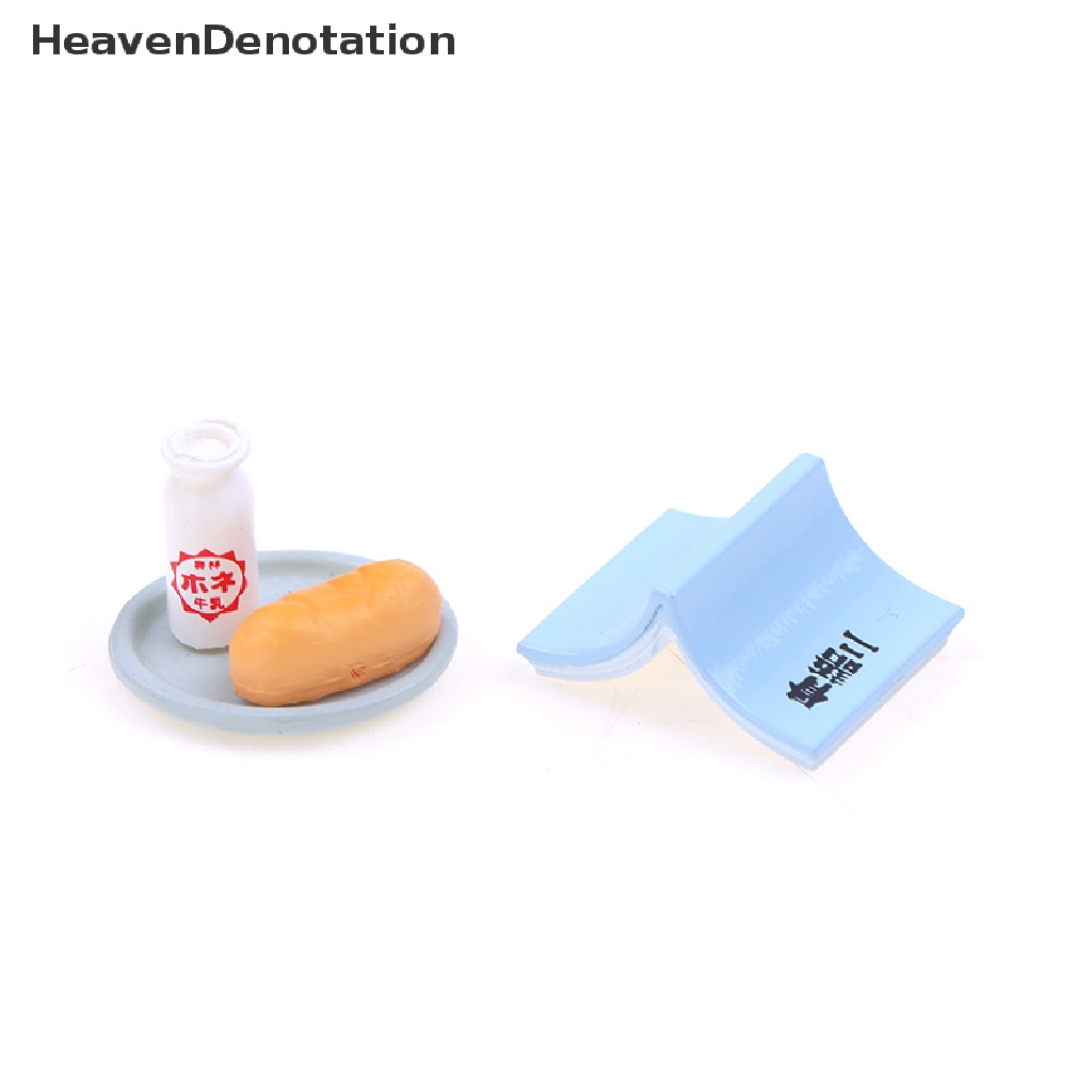 [HeavenDenotation] 1set Rumah Boneka Miniture Makanan Susu Roti Buku Piring Dapur Aksesoris Mainan HDV